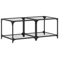 Salontafels 2 st met transparant glazen blad 50x50x40 cm staal