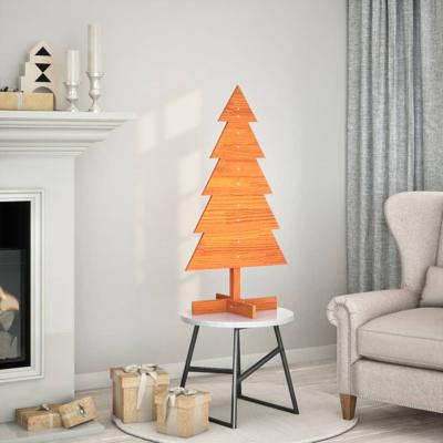 VidaXL Kerstdecoratie kerstboom 100 cm massief grenenhout wasbruin
