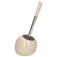 WC-/toiletborstel met houder rond beige glans keramiek 36 cm - thumbnail