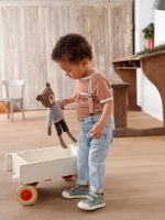 Denim babyjeans met afneembare schouderbandjes gebleekt denim