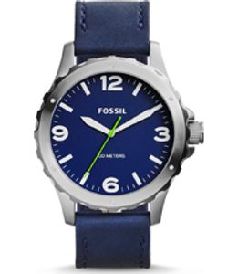Horlogeband Fossil JR1474 Leder Blauw 22mm