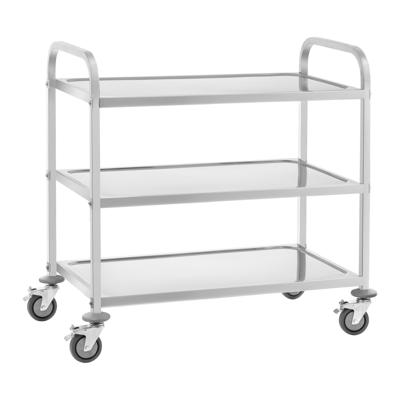 Serveerwagen roestvrij staal - 3 tabletten - tot 150 kg - 2 remmen