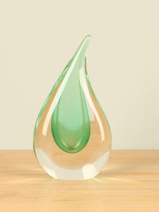 Glassculptuur druppel groen, 20 cm