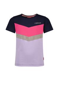 Tygo & Vito Meisjes t-shirt colorblock - Navy blauw