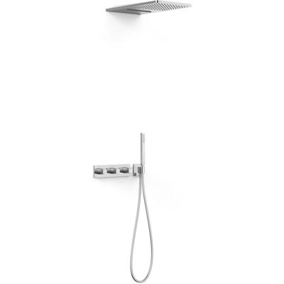 Regendouche set Tres B-System | Inbouw | Thermostaatkraan | 3-weg | Rechthoekig | Chroom
