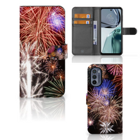 Motorola Moto G62 5G Wallet Case met Pasjes Vuurwerk