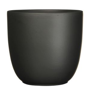 Plantenpot/bloempot Tusca - Zwart - keramiek - mat - D31/H28 cm