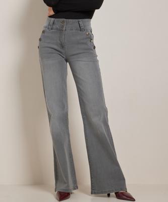 wide fit stretch jeans met knopen wide fit stretch jeans met knopen