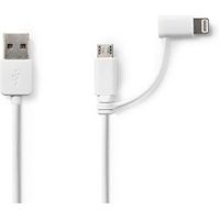 2-in-1 Sync and Charge-Kabel | USB-A Male - Micro-B Male / Apple Lightning 8-Pins Male | 1,0 m | Wit - thumbnail