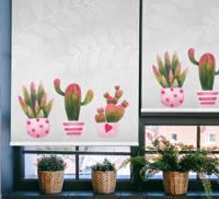 Hoofdslaapkamer rolgordijnën Roze en groene cactus