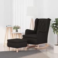 Fauteuil met schommelpoten en voetenbank stof zwart