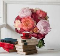Muursticker boeket bloemen polygoon
