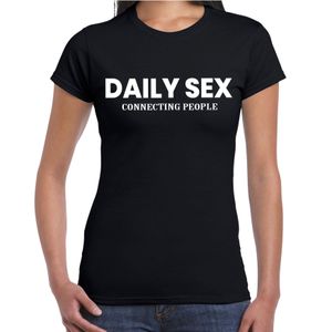 Daily sex connecting people fun t-shirt zwart voor dames