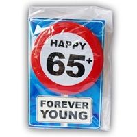 Happy Age Kaart Button - 65 Jaar - thumbnail