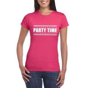 Fuschsia roze t-shirt dames met tekst Party chick 2XL  -