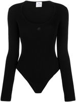 Courrèges body en maille nervurée à logo brodé - Noir - thumbnail