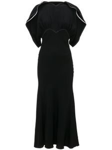 Victoria Beckham draped-sleeve flared midi dress - Noir