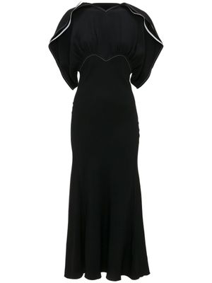 Victoria Beckham robe mi-longue à manches drapées - Noir