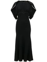 Victoria Beckham draped-sleeve flared midi dress - Noir - thumbnail