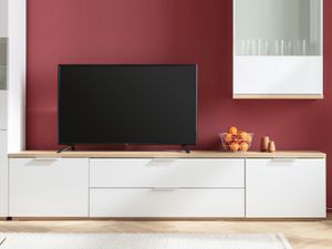 Tv-meubel MUNAKIRO 4 deuren artisan eik/hoogglans wit