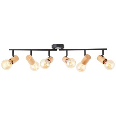 Brilliant PlafondlampKerry 6-lichts zwart met hout - 99716/76
