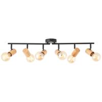 Brilliant PlafondlampKerry 6-lichts zwart met hout - 99716/76