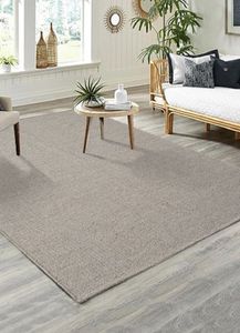 Karpet24 Stockholm glad geweven handgemaakt wollen vloerkleed Beige-70x140 cm