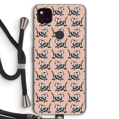 Zwarte poes: Pixel 4a 5G Transparant Hoesje met koord