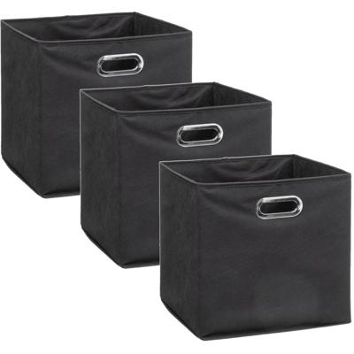 Opbergmand / kastmand - Set van 3x stuks - donkergrijs - linnen - 29 liter - 31 x 31 x 31 cm - Opber