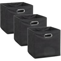 Opbergmand / kastmand - Set van 3x stuks - donkergrijs - linnen - 29 liter - 31 x 31 x 31 cm - Opber