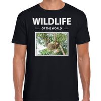 Luiaard t-shirt met dieren foto wildlife of the world zwart voor heren