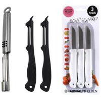 Schilmesjes/aardappelmesjes set 6-delig - voor schillen/snijden - kunststof/RVS