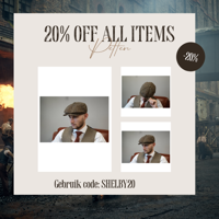 Newsboy Pet | Harris Tweed | 8 Panelen | Groen/Bruin | Peaky Blinders