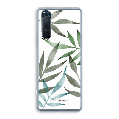 Tropical watercolor leaves: Sony Xperia 5 II Transparant Hoesje