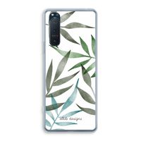 Tropical watercolor leaves: Sony Xperia 5 II Transparant Hoesje