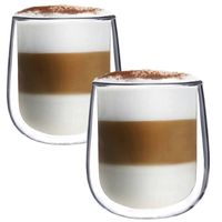 Luxe Latte Macchiato Glazen Dubbelwandig - Koffieglazen - Cappuccinoglazen - Theeglas - 350 ML - Set Van 2 - thumbnail