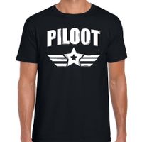 Piloot met ster logo verkleed t-shirt zwart voor heren - thumbnail