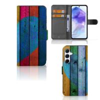 Samsung Galaxy A55 | Book Style Case | Wood Heart - Cadeau voor je Vriend