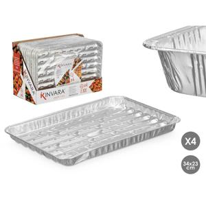 BBQ/barbecue rooster grill - aluminium trays - 4x - open structuur - 34 x 23 cm