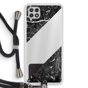 Zwart marmer: Samsung Galaxy A22 4G Transparant Hoesje met koord