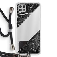 Zwart marmer: Samsung Galaxy A22 4G Transparant Hoesje met koord