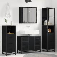 Badkamermeubelset met lade 4 pcs Zwart eiken 80 x 33 x 60 cm