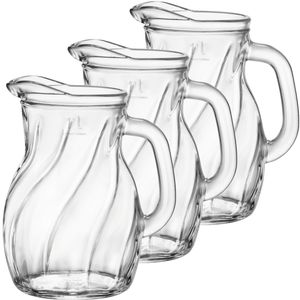 3x stuks glazen schenkkannen/waterkannen 1 liter