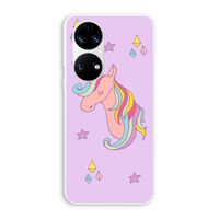 Roze eenhoorn: Huawei P50 Transparant Hoesje
