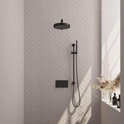 BRAUER Stripe Thermostatische Inbouw Regendouche - drukknoppen - SET 31 - 25cm douchekop - rechte muurarm - staaf handdouche - doucheslang - geïntegreerde glijstang - mat zwart 5-S-425