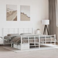 Bedframe met hoofd- en voeteneinde metaal wit 183x213 cm - thumbnail