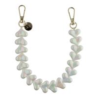 Telefoonkoord Heart - Wit Glimmend - Goud