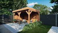 Trendhout Overkapping Traditioneel douglas 490x330x260 cm met douglas onbehandelde wanden- Plat dak- - Trendhout Trendhout Overkapping Traditioneel douglas 490x330x260 cm met douglas onbehandelde wanden- Plat dak- - Trendhout