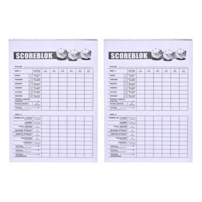 Scoreblok Yahtzee - 2x - blok 100 vellen - dobbelspel - punten opschrijven - 10 x 15 cm