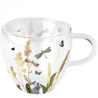 Dubbelwandig glas Ornamental flowers wit Dubbelwandig glas Ornamental flowers wit